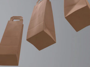 paper bag slim with handle 3D Model