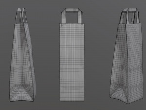 paper bag slim with handle 3D Model