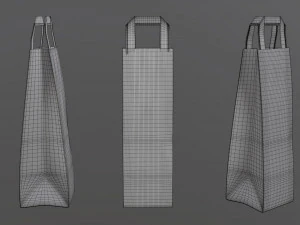 paper bag slim with handle 3D Model