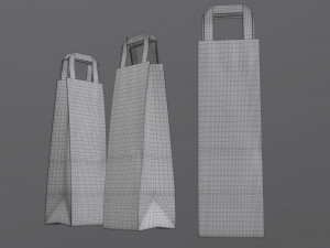 paper bag slim with handle 3D Model