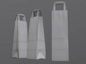 paper bag slim with handle 3D Model