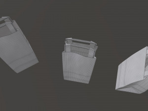 paper bag slim with handle 3D Model