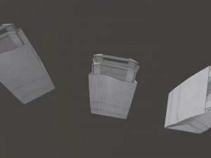paper bag slim with handle 3D Model