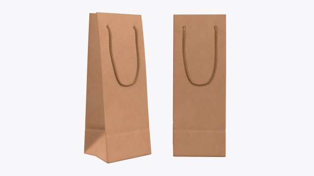 paper bag slim with string handle 01 Model 3D .c4d .max .obj .3ds .fbx .stl .blend 