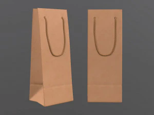 paper bag slim with string handle 01 3D Model
