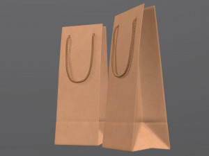 paper bag slim with string handle 01 Model 3D