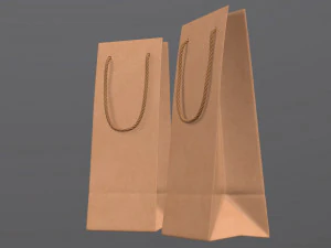 paper bag slim with string handle 01 3D Model