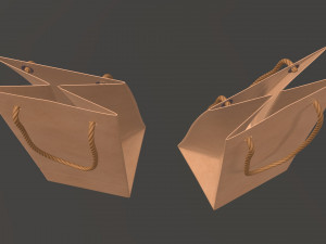 paper bag slim with string handle 01 Model 3D