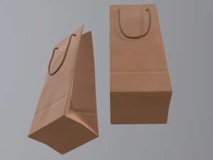 paper bag slim with string handle 01 Model 3D