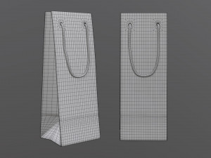 paper bag slim with string handle 01 Model 3D