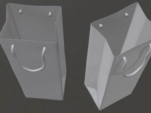 paper bag slim with string handle 02 3D Model