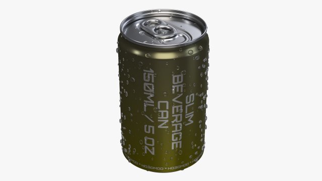 slim beverage can 150 ml with water drops Model 3D .c4d .max .obj .3ds .fbx .stl .blend 