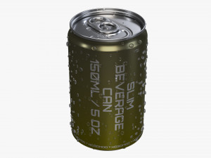 slim beverage can 150 ml with water drops 3D 모델