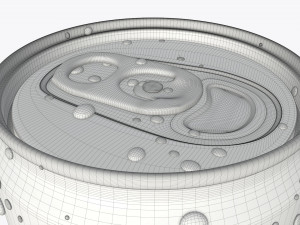 slim beverage can 150 ml with water drops Model 3D