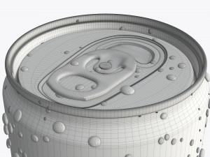 slim beverage can 150 ml with water drops Model 3D