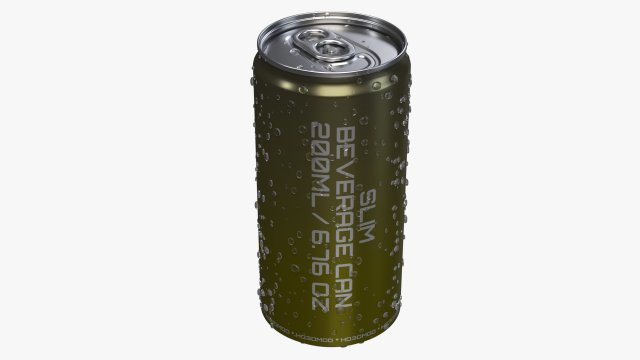 slim beverage can 200 ml with water drops 3D 模型 .c4d .max .obj .3ds .fbx .stl .blend 