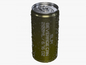 slim beverage can 200 ml with water drops 3D Model