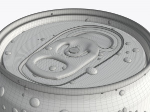 slim beverage can 200 ml with water drops 3D 模型