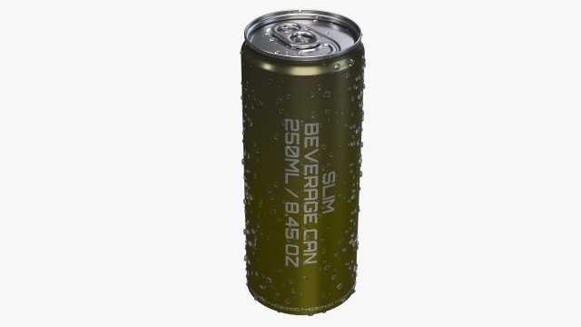 slim beverage can 250 ml with water drops Model 3D .c4d .max .obj .3ds .fbx .stl .blend 
