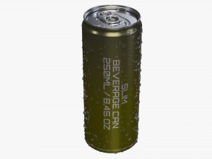 slim beverage can 250 ml with water drops Modelo 3D