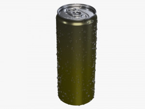 slim beverage can 250 ml with water drops Model 3D