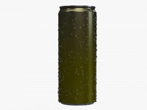 slim beverage can 250 ml with water drops Model 3D