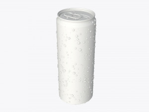 slim beverage can 250 ml with water drops Model 3D
