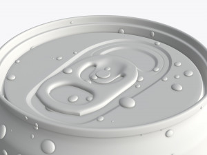 slim beverage can 250 ml with water drops Model 3D