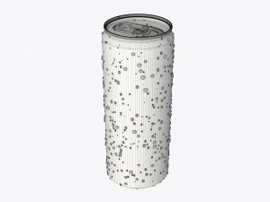 slim beverage can 250 ml with water drops Model 3D