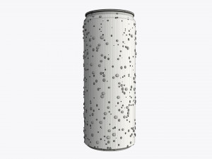 slim beverage can 250 ml with water drops Model 3D