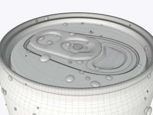 slim beverage can 250 ml with water drops Model 3D