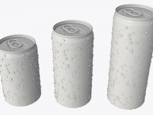slim beverage cans 150 200 250 ml with water drops Modelo 3D