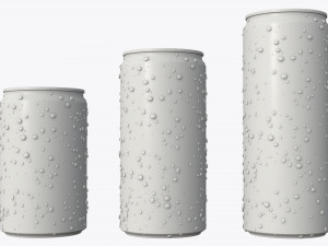slim beverage cans 150 200 250 ml with water drops Modelo 3D