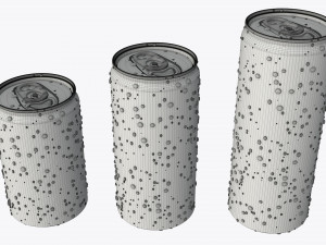slim beverage cans 150 200 250 ml with water drops Modelo 3D