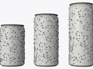 slim beverage cans 150 200 250 ml with water drops Modelo 3D