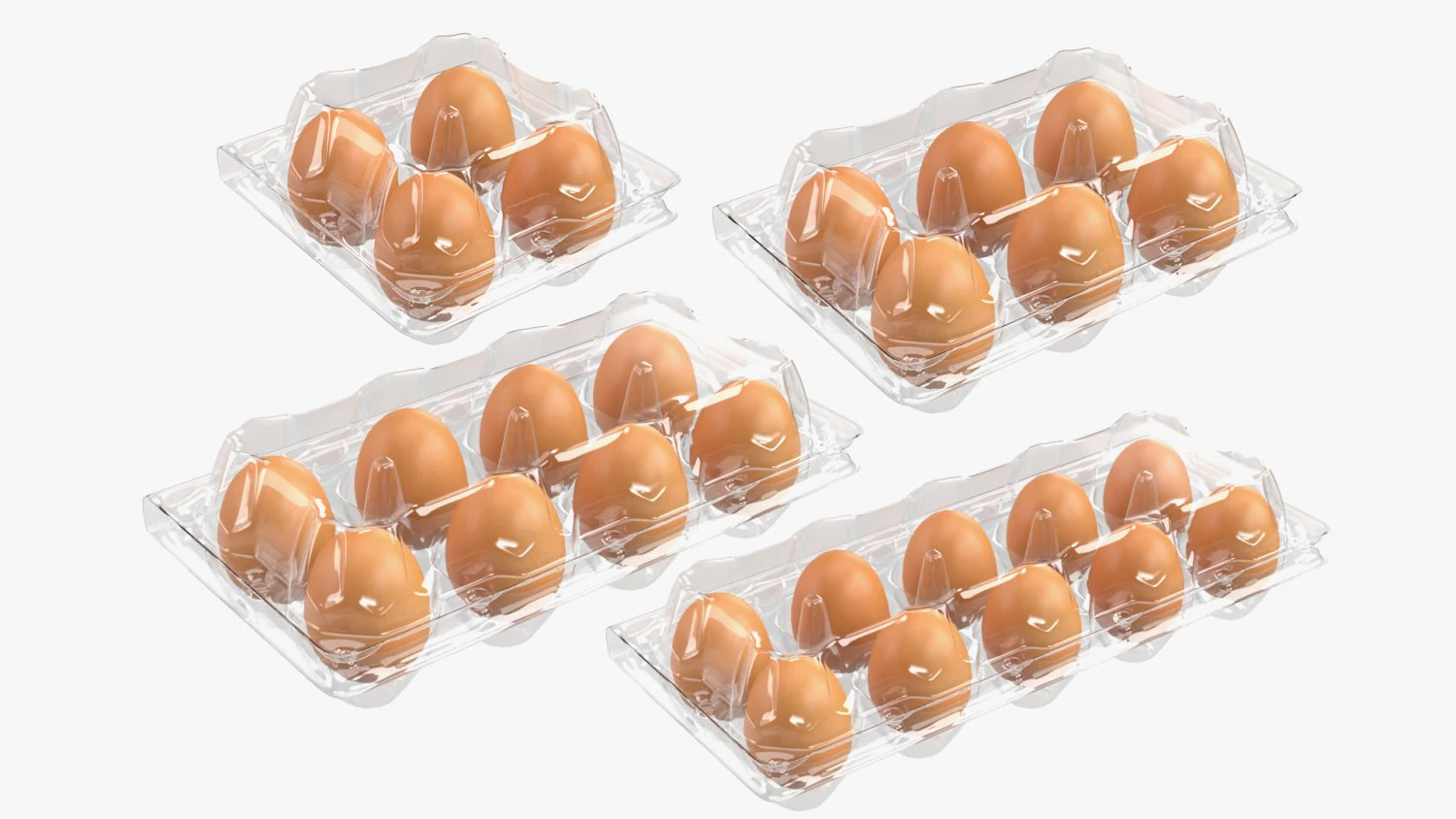 eggs in plastic packages 3D Model .c4d .max .obj .3ds .fbx .stl .blend 