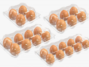 eggs in plastic packages 3D Model