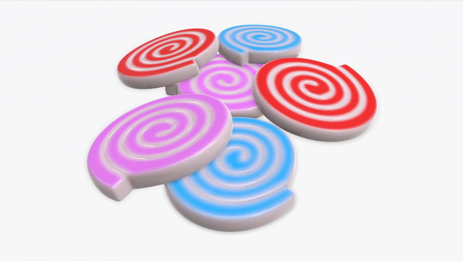 colorful twisted candies 3D Model .c4d .max .obj .3ds .fbx .stl .blend 