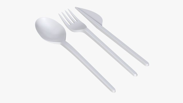disposable plastic spoon fork knife tableware 3D 模型 .c4d .max .obj .3ds .fbx .stl .blend 