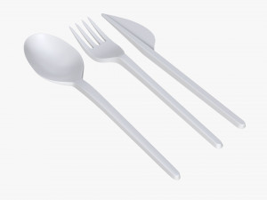 disposable plastic spoon fork knife tableware 3D Model