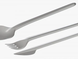 disposable plastic spoon fork knife tableware 3D Model