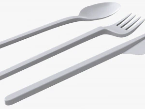 disposable plastic spoon fork knife tableware 3D Model