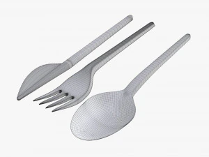 disposable plastic spoon fork knife tableware 3D Model