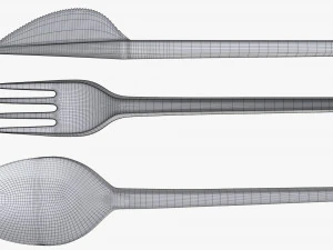 disposable plastic spoon fork knife tableware 3D Model