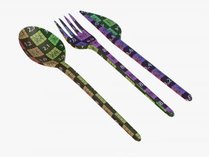 disposable plastic spoon fork knife tableware 3D Model