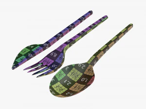 disposable plastic spoon fork knife tableware 3D Model