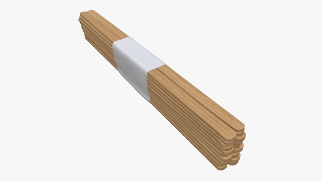 wooden coffee stirrers package set 3D Модель .c4d .max .obj .3ds .fbx .stl .blend 