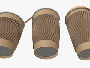 biodegradable paper coffee cup with sleeve and cardboard lid Modelo 3D