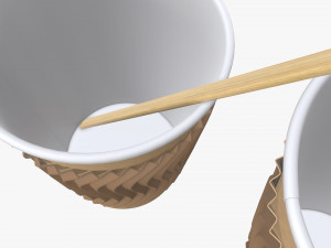 biodegradable paper coffee cup with sleeve and cardboard lid Modelo 3D