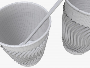 biodegradable paper coffee cup with sleeve and cardboard lid Modelo 3D